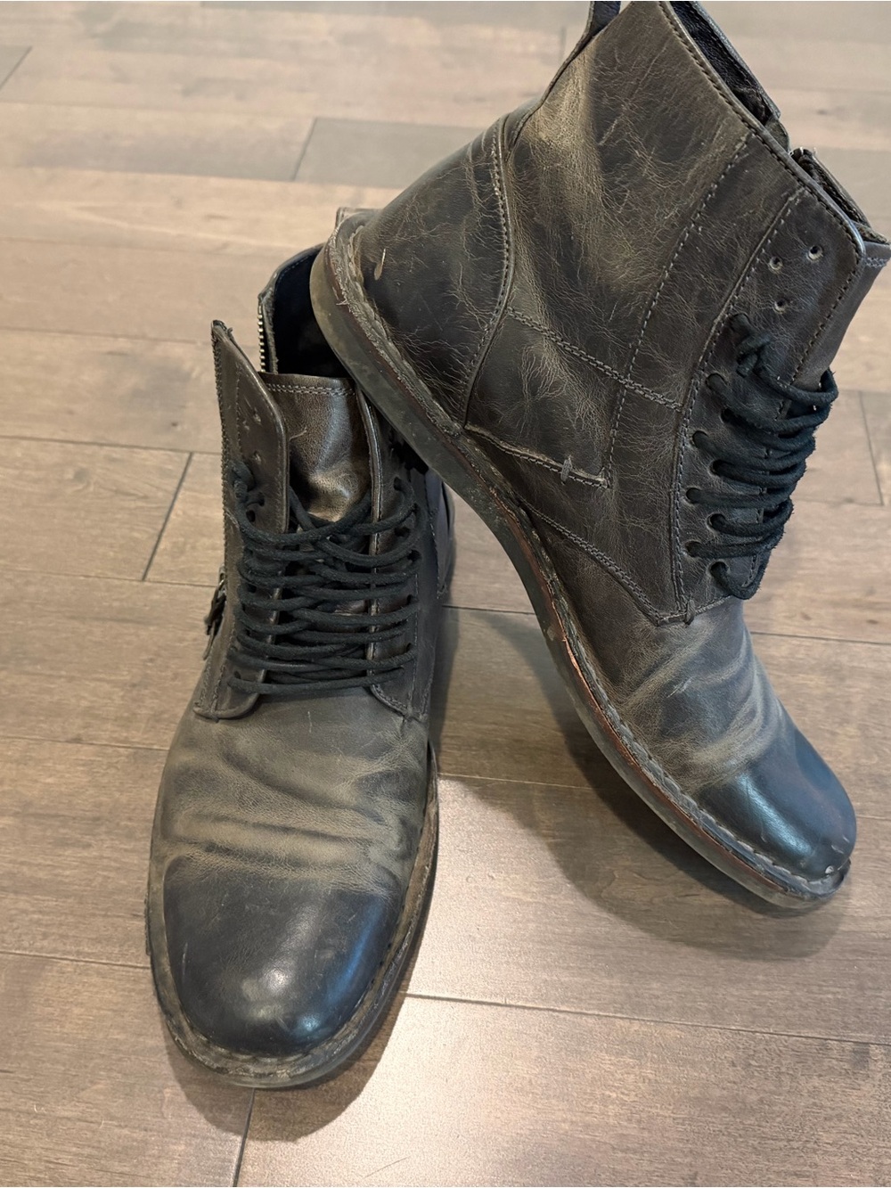 RARE🔥 Sz 8.5 - John Varvatos USA Barrett Brown Leather Ankle Boots Zip Side